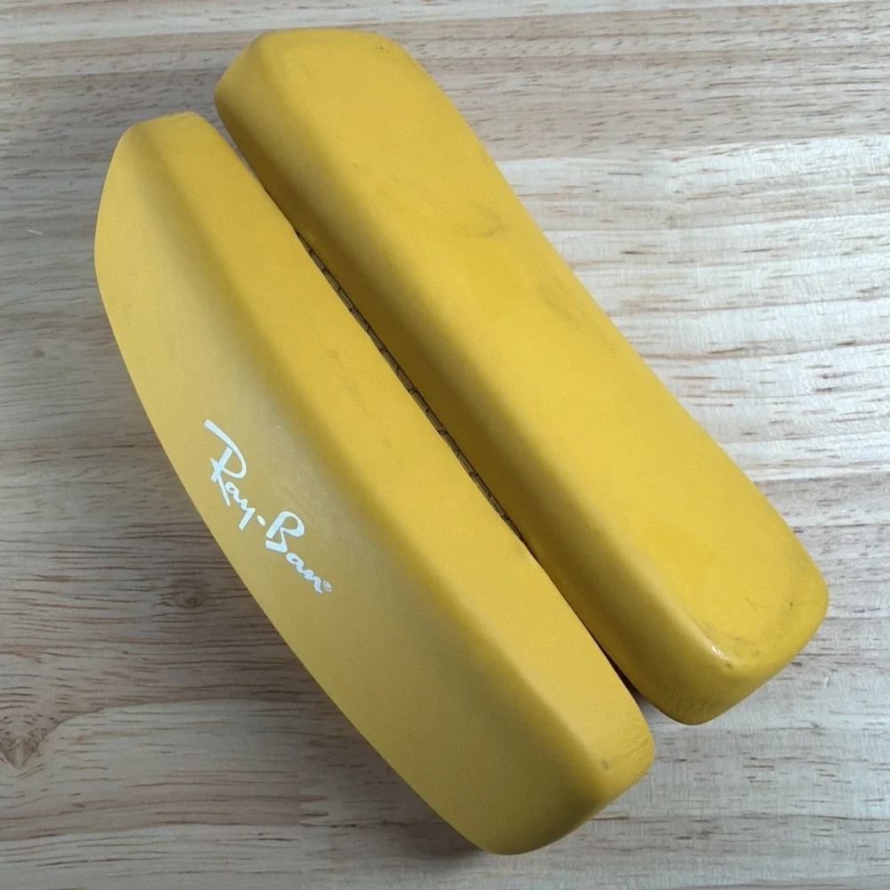 RAY-BAN Eyeglass Sunglass Case Hard Shell Vibrant YELLOW Flip Top Red Interior